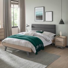 Brunel Scandi Oak & Dark Grey Uph Bedstead Double 135cm