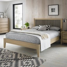 Rimini Aged Oak & Weathered Oak Slatted Bedstead 135cm Double