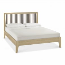 Rimini Aged Oak & Weathered Oak Slatted Bedstead 135cm Double