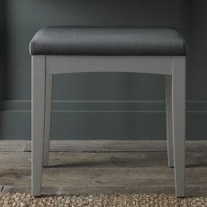 Whitby Scandi Oak & Warm Grey Stool - Gun Metal Velvet
