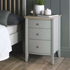 Whitby Scandi Oak & Warm Grey 3 Drawer Nightstand