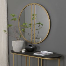 Chevron Satin Brass Mirror