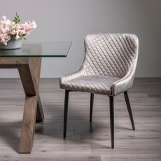 Cezanne - Grey Velvet Fabric Chair with Black Legs (Pair)