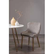 Cezanne - Grey Velvet Fabric Chairs with Gold Legs (Pair)