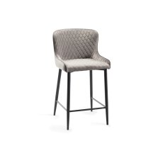 Cezanne - Grey Velvet Fabric Bar Stools with Black Legs (Pair)