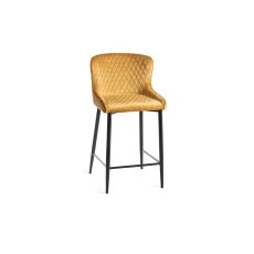 Cezanne - Mustard Velvet Fabric Bar Stools with Black Legs (Pair)