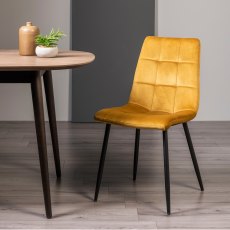Mondrian - Mustard Velvet Fabric Chair with Black Legs (Pair)