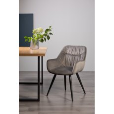Dali - Grey Velvet Fabric Chairs with Sand Black Powder Coated Legs (Pair)