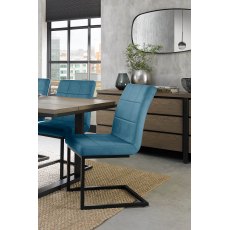 Lewis - Petrol Blue Velvet Fabric with Black Frame (Pair)