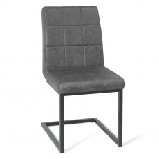 Lewis - Distressed Dark Grey Fabric Chairs with Sand Black Powder Coated Frame (Pair)
