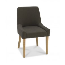Ella Light Oak Scoop Back Chair - Black Gold Fabric  (Pair)