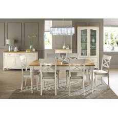 Montreux Pale Oak & Antique White Dining Set - 6-8 Table & 6 X Back Chairs