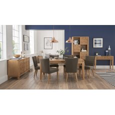 High Park Knotty Oak Dining Set - 6-8 Table & 6 Upholstered Chairs