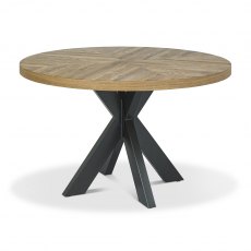 Ellipse Rustic Oak 4 Seat Circular Dining Table
