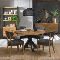 Ellipse Rustic Oak 4 Seat Circular Dining Table