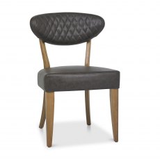 Ellipse Rustic Oak Upholstered Chair - Old West Vintage (Pair)
