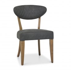 Ellipse Rustic Oak Upholstered Chair - Dark Grey Fabric (Pair)