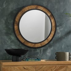 Ellipse Rustic Oak Wall Mirror