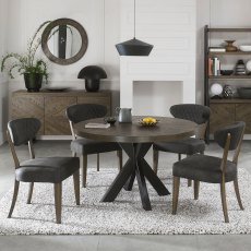 Ellipse Fumed Oak 4 Seat Circular Dining Table