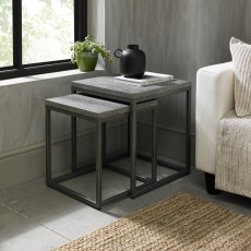 Renzo Zinc & Dark Grey Nest Of Lamp Tables