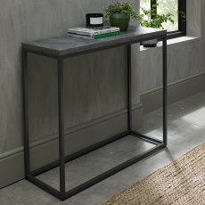 Renzo Zinc & Dark Grey Narrow Console Table