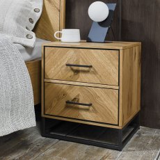 Riva Rustic Oak 2 Drawer Nightstand