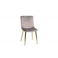 Rothko - Grey Velvet Fabric Chairs with Matt Gold Plated Legs (Pair)