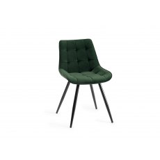 Seurat - Green Velvet Fabric Chairs with Black Legs (Pair)