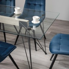 Miro Clear Tempered Glass 6 Seater Dining Table with Black Legs
