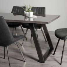 Hirst Grey Painted Tempered Glass 6 Seater Dining Table with Grey Legs