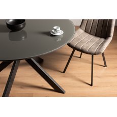 Hirst Grey Painted Tempered Glass 4 Seater Dining Table with Grey Legs