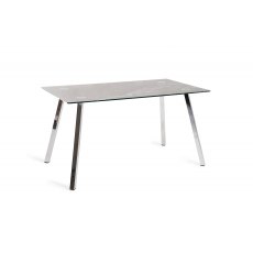 Emin Black Marble Effect Tempered Glass 6 Seater Dining Table with Shiny Nickel Plated Legs
