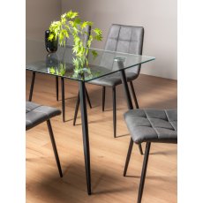 Martini Clear Tempered Glass 6 Seater Dining Table with Black Legs