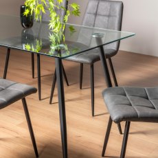 Martini Clear Tempered Glass 6 Seater Dining Table with Black Legs