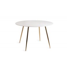 Francesca White Marble Effect Tempered Glass 4 seater Dining Table with Gold Legs