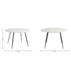 Francesca White Gloss Marble Effect Sintered Stone 4 Seater Dining Table with Black Legs