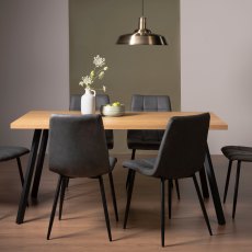 Ramsay Oak Melamine 6 Seater Dining Table with 4 Black Legs