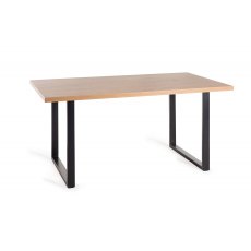 Ramsay Oak Melamine 6 Seater Dining Table with U Shape Black Legs