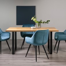 Ramsay Oak Melamine 6 Seater Dining Table with U Shape Black Legs