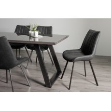 Hirst Grey Painted Glass 6 Seater Table & 6 Fontana Dark Grey Faux Suede Fabric Chairs