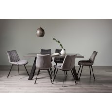 Hirst Grey Painted Glass 6 Seater Table & 6 Fontana Grey Velvet Chairs