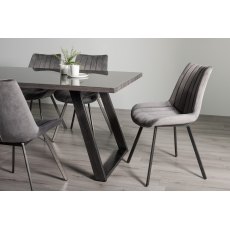 Hirst Grey Painted Glass 6 Seater Table & 6 Fontana Grey Velvet Chairs