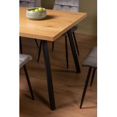 Ramsay Rustic Oak Effect Melamine 6 Seater Dining Table with 4 Legs  & 6 Mondrian Grey Velvet Fabric Chairs with Sand Black Powder Coated Legs