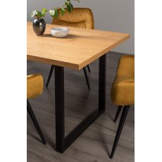 Ramsay Oak Melamine 6 Seater Table - U Leg & 6 Dali Mustard Velvet Chairs