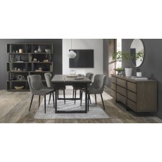 Tivoli Weathered Oak 4-6 Seater Table & 4 Cezanne Grey Velvet Chairs - Black Legs