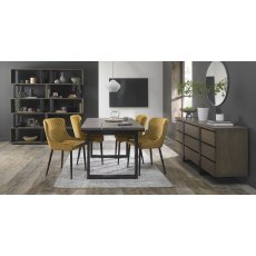 Tivoli Weathered Oak 4-6 Seater Table & 4 Cezanne Mustard Velvet Chairs - Black Legs