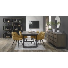 Tivoli Weathered Oak 4-6 Seater Table & 4 Dali Mustard Velvet Chairs