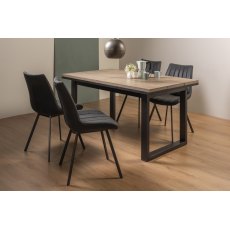 Tivoli Weathered Oak 4-6 Seater Table & 4 Fontana Dark Grey Faux Suede Fabric Chairs