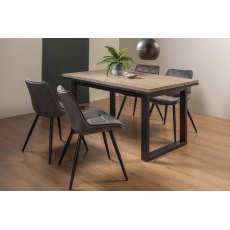 Tivoli Weathered Oak 4-6 Seater Table & 4 Seurat Grey Velvet Chairs