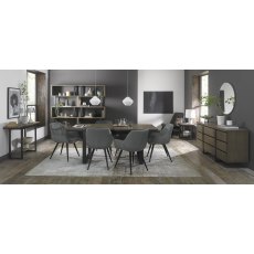 Tivoli Weathered Oak 6-8 Seater Table & 6 Dali Grey Velvet Chairs